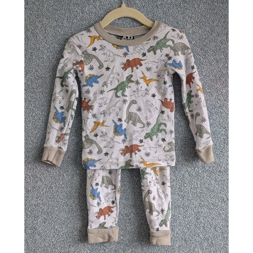 Arctic Hero Boys Size 3T Dinosaurs Two Piece Long Sleeve Thermal Pajama Set